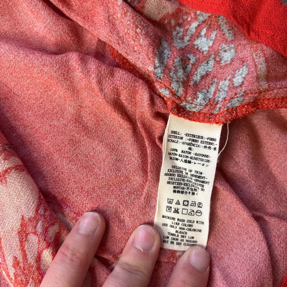 Free People tunic top womens small Red orange Butterfly Print High Low Boho - Picture 10 of 13